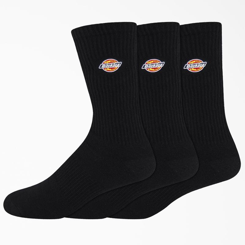 Dickies Embroidered Crew Socks, Size 6-12, 3-Pack