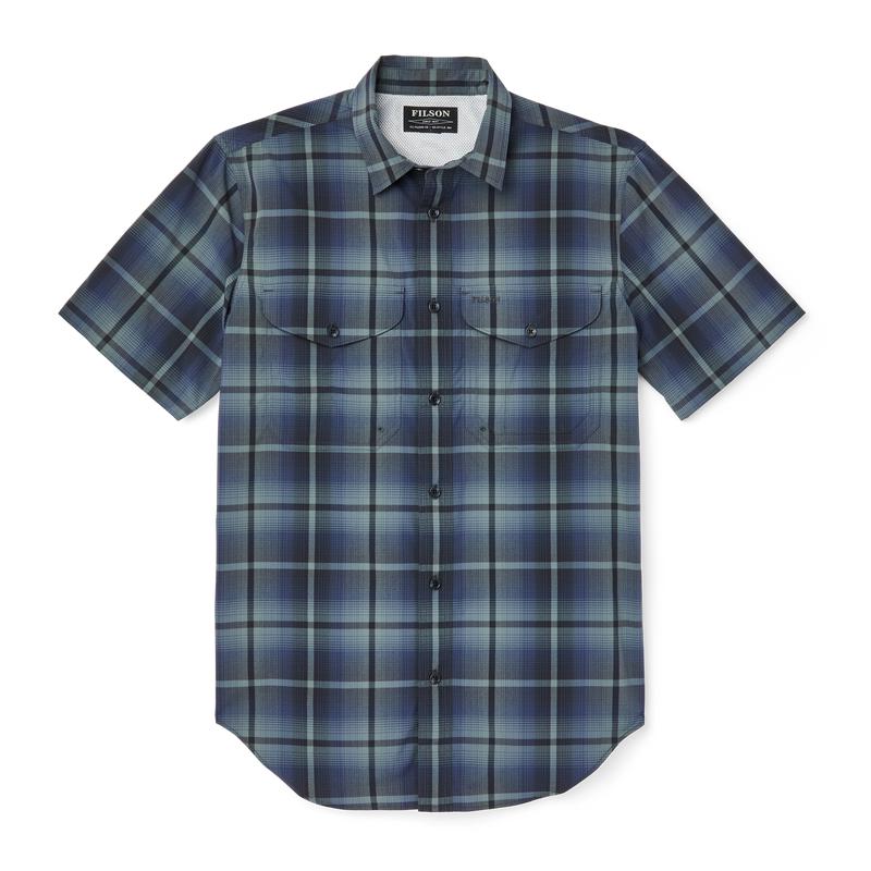 Twin Lakes Short Sleeve Sport Shirt - Navy/grey Plaid