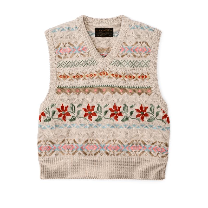 Women's Jacquard Cotton Vest - Flower Jacquard