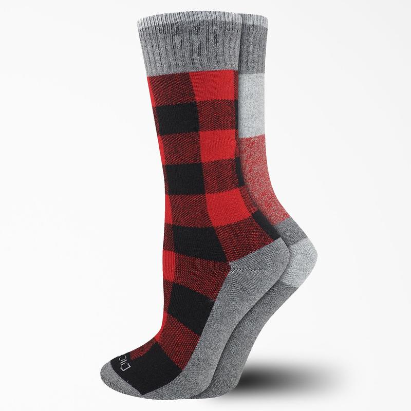 Women's Thermal Plaid Crew Socks, Size 6-9, 2-Pack