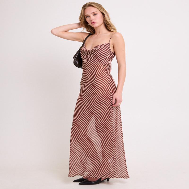 Celly Cowl Sheer Maxi Dress