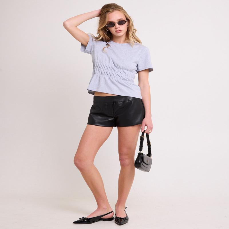 Corey Leather Look  Shorts