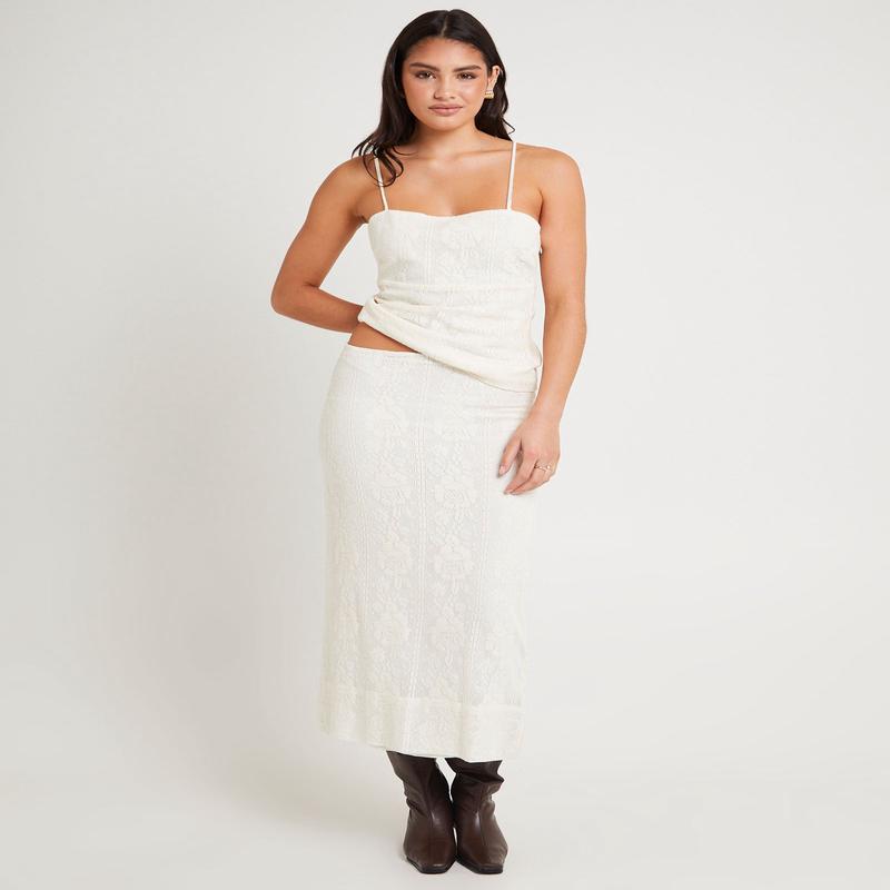 Doiley Lace Midi Skirt