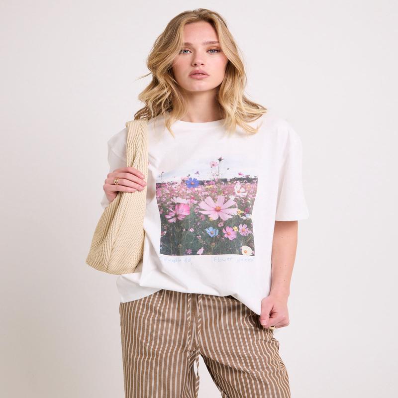 Floral Photo Print Boyfriend Tee