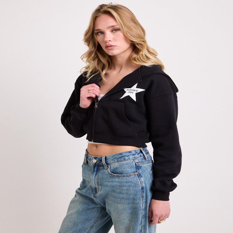Stargazer Cropped Zip Hoodie