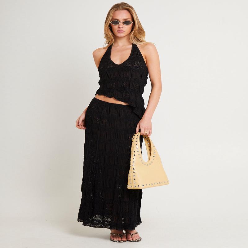 Amore Asymmetrical Textured Maxi Skirt