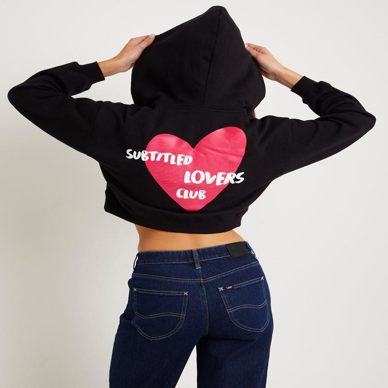 Lovers Club Cropped Zip Hoodie