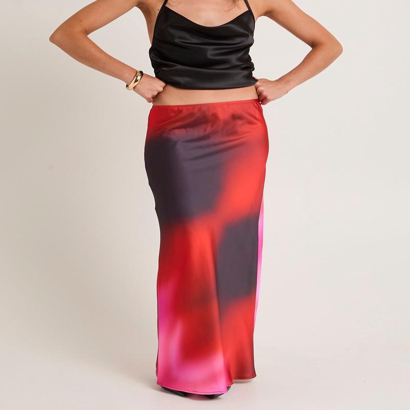 Vila Ombre Slip Maxi Skirt