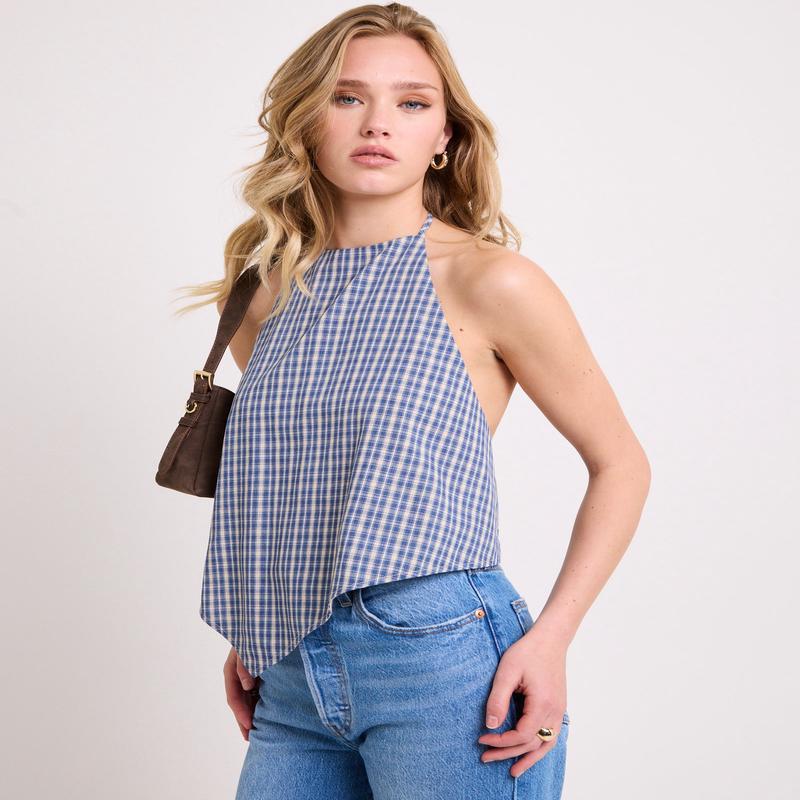 Iluka Check High Neck Top