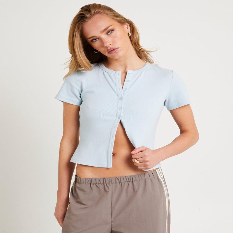 Neri Rib Button T-Shirt