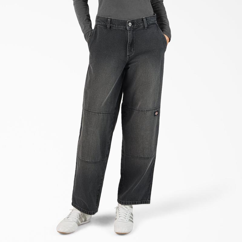 Womens Loose Fit Double Knee Jeans