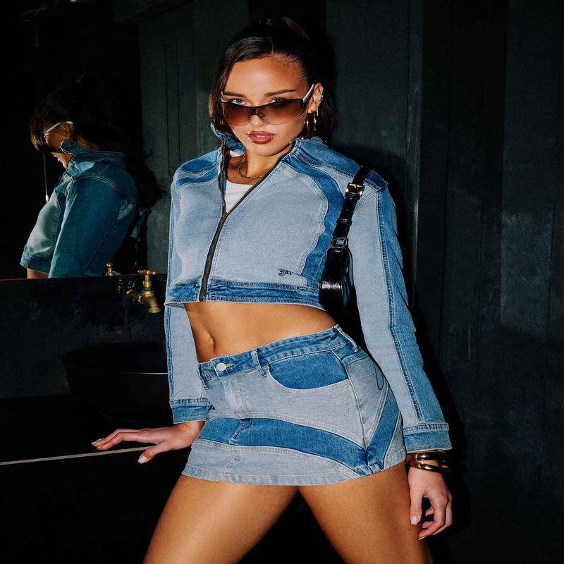 Y2K Denim Moto Jacket