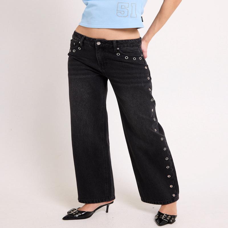 Razor Eyelet Straight Denim Jeans