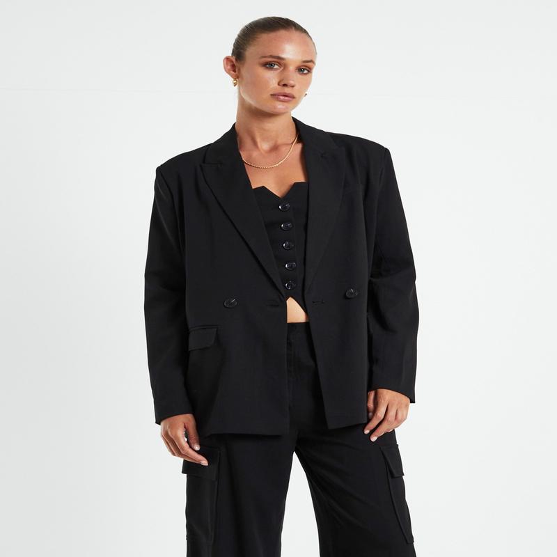Tia Boyfriend Blazer Black