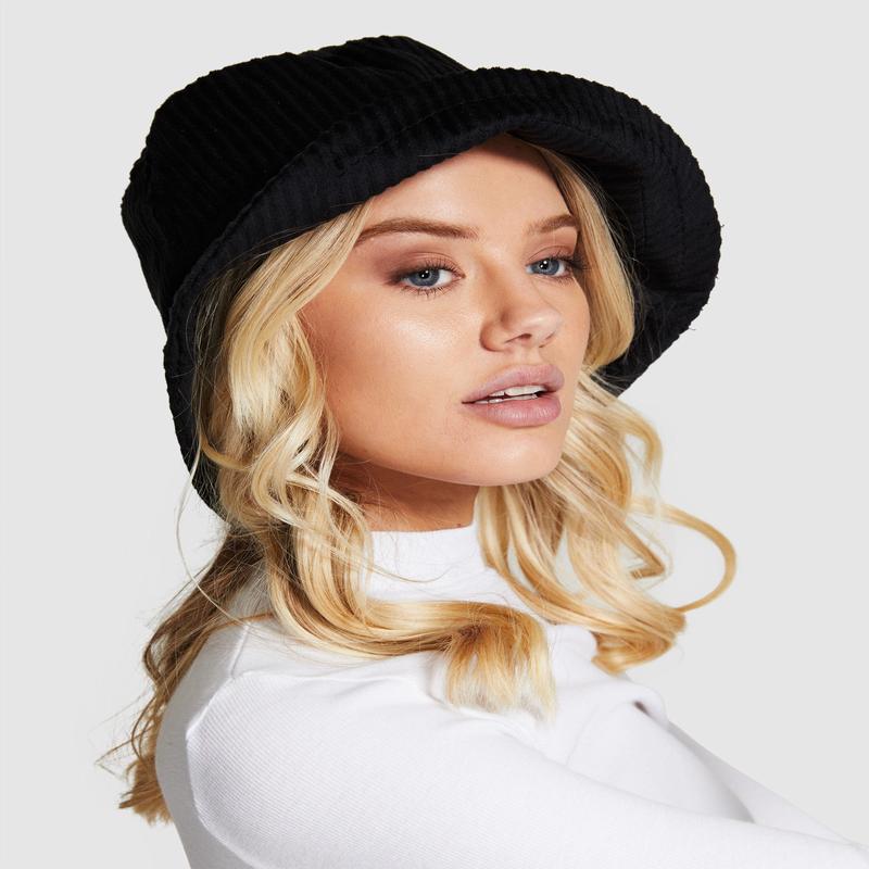 Jaynee Jumbo Cord Bucket Hat Black