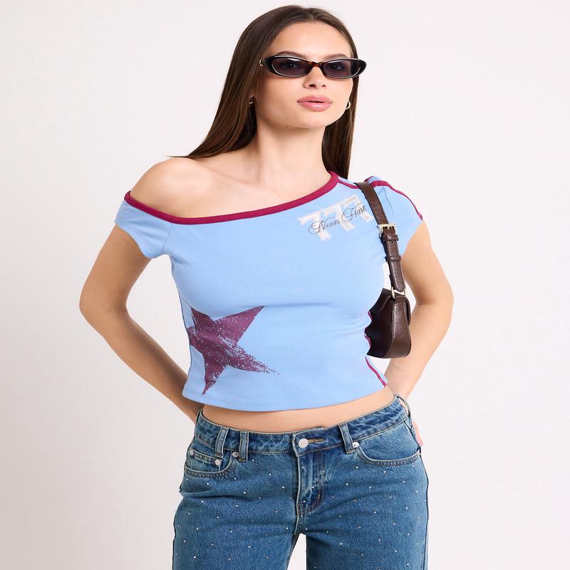 Angel Numbers One Shoulder Top