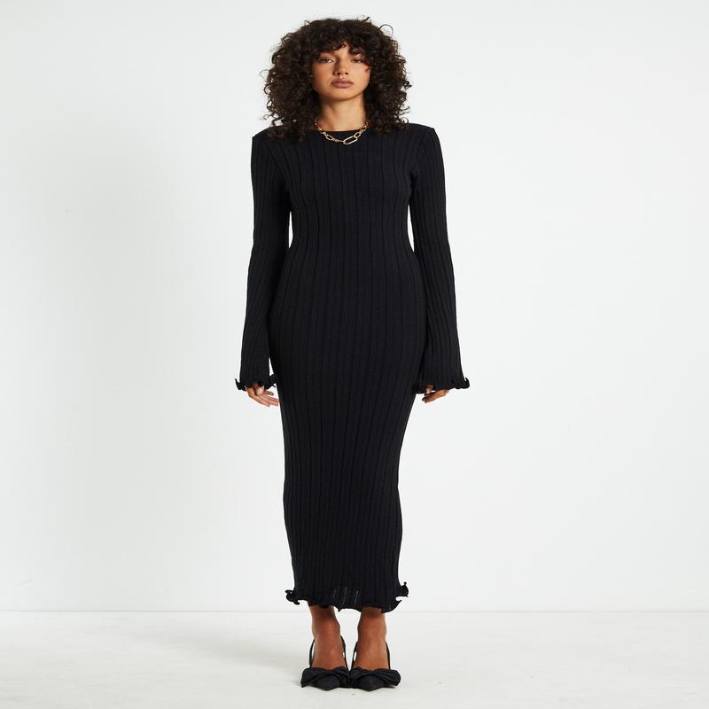 Baha Long Sleeve Dress Black