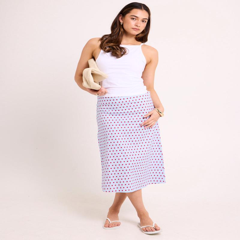 Billy Polka Slip Midi Skirt