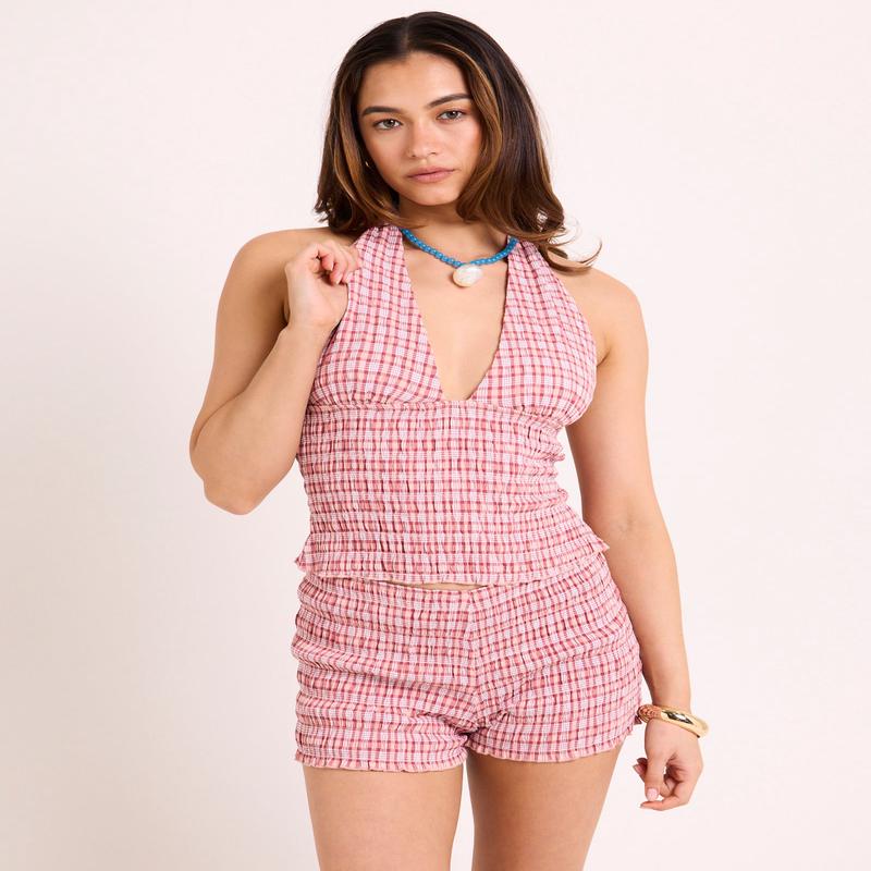 Juno Shirred Plunge Top