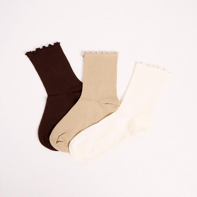 Frill Ribbed Socks 3 Pack