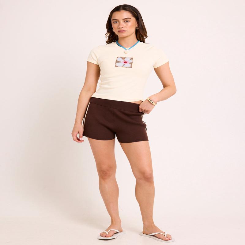 Libby Contrast Mid Rise Knit Shorts