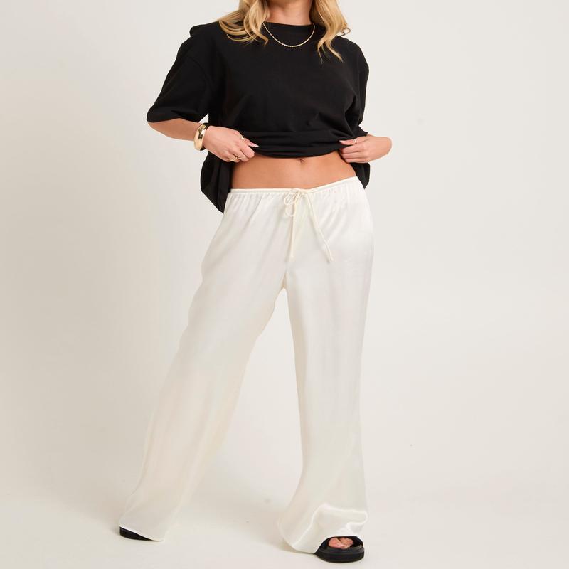 Meredith Satin Mid Rise Pants