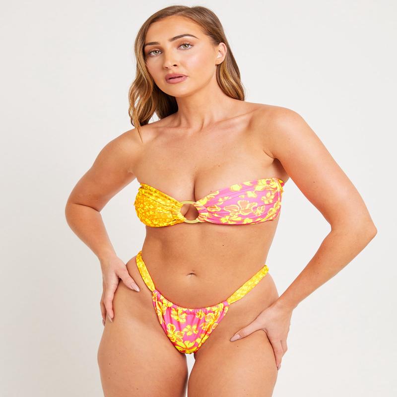 Ruched Thong Bikini Bottom