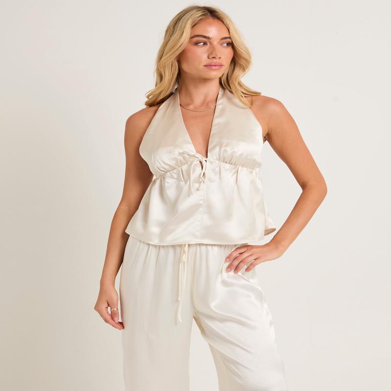 Avery Halter Satin Top