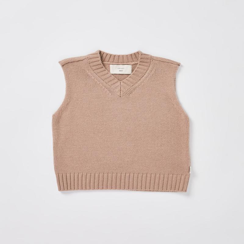 Boys Sunday Box Knit Vest in Tan