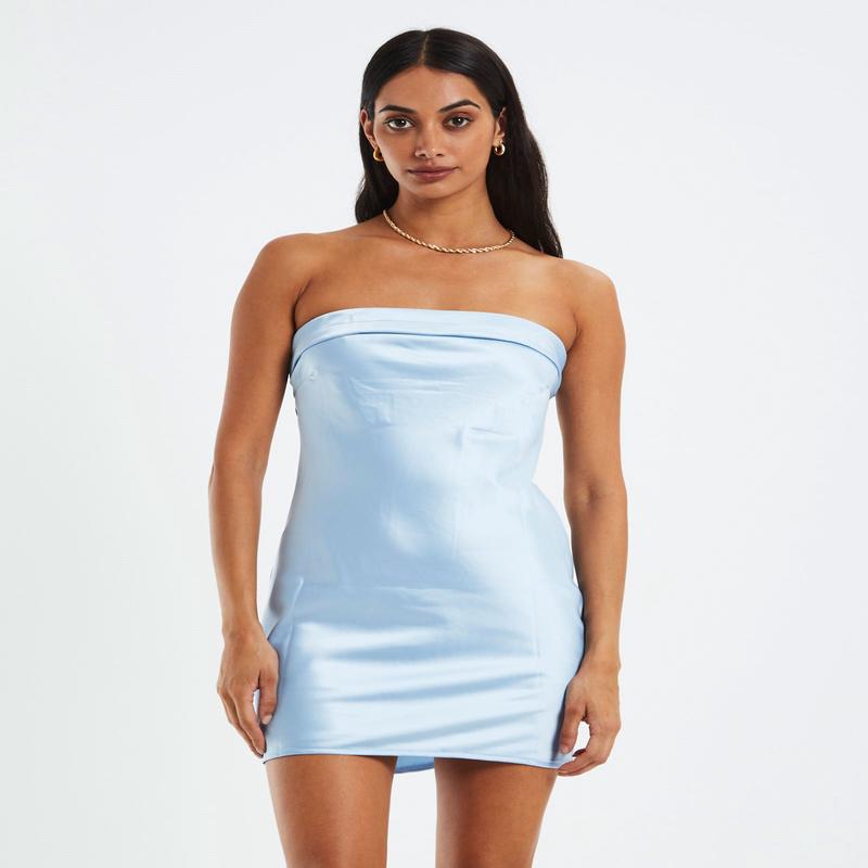 Kelsey Strapless Slip Dress Blue