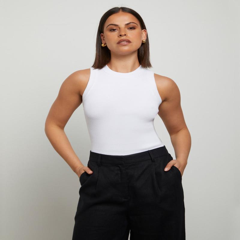 Luxe Knitted Tank Top in White