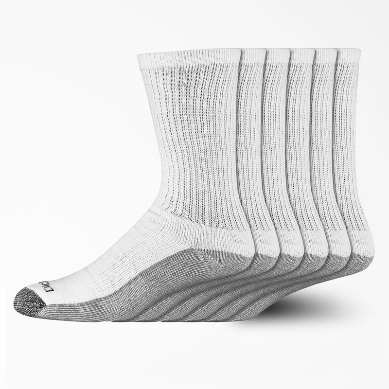 Moisture Control Crew Work Socks, Size 12-15, 6-Pack