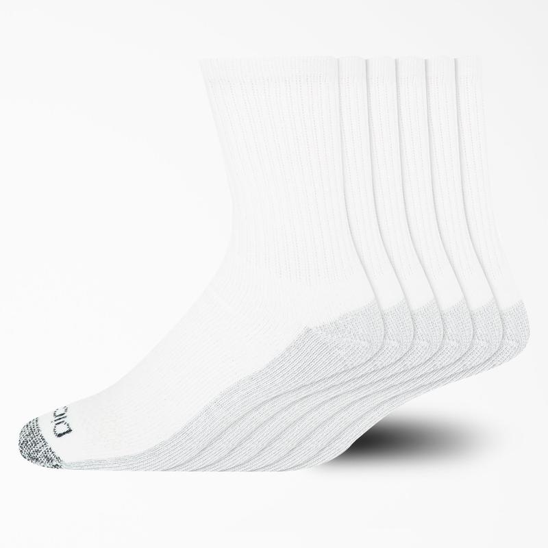Moisture Control Mid-Crew Socks, Size 6-12, 6-Pack