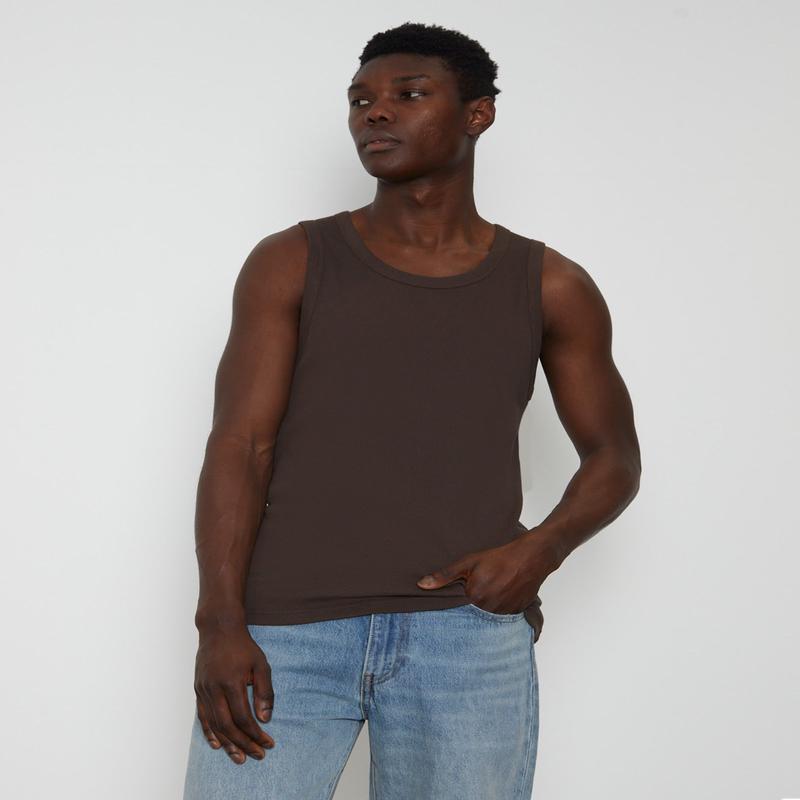 Rib Singlet in Umber Brown