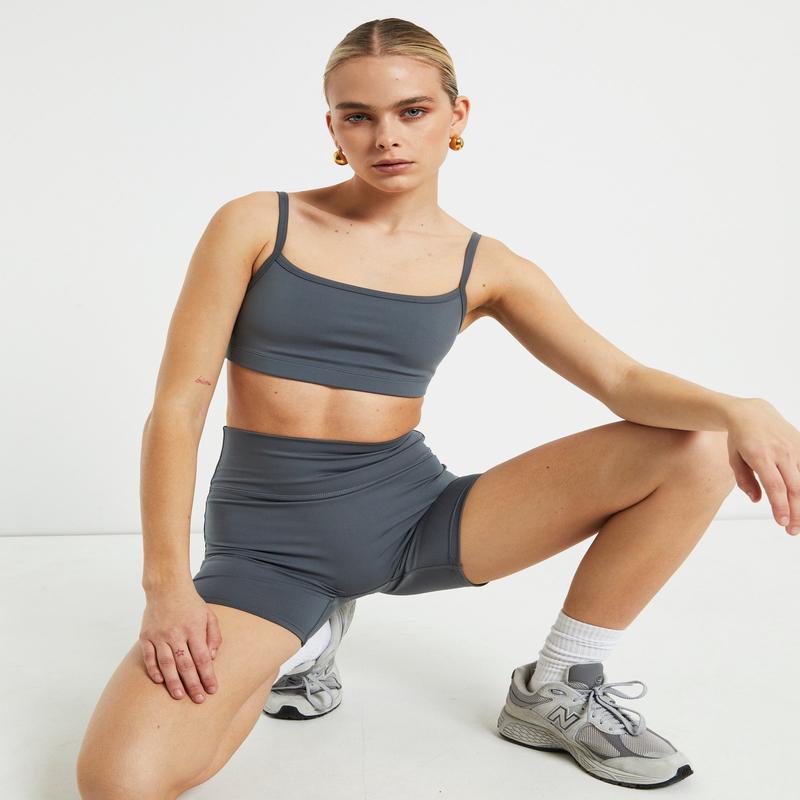 Sports Strappy Crop Top in Charcoal Grey