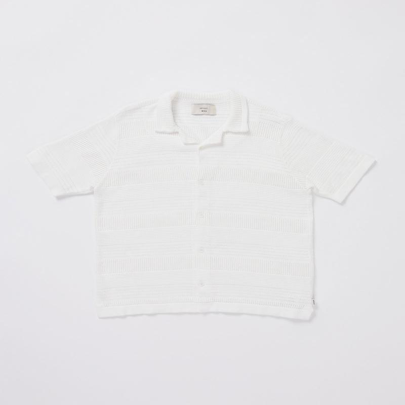 Teen Boys Fugar Knitted Short Sleeve Resort Shirt in White