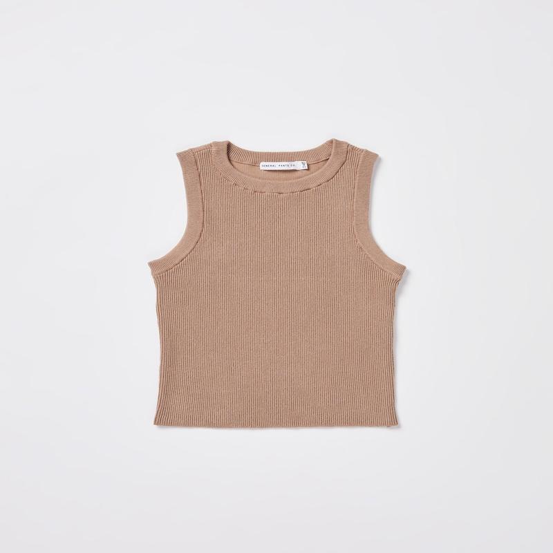 Teen Girls Luxe Knitted Tank Top in Tan