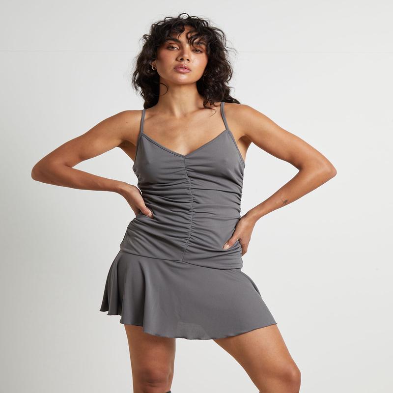 Florence Fairy Hem Mini Dress in Slate