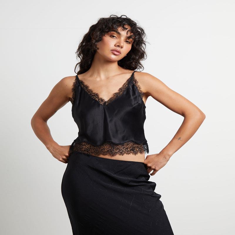 Nadia Lace Framed Cami in Black