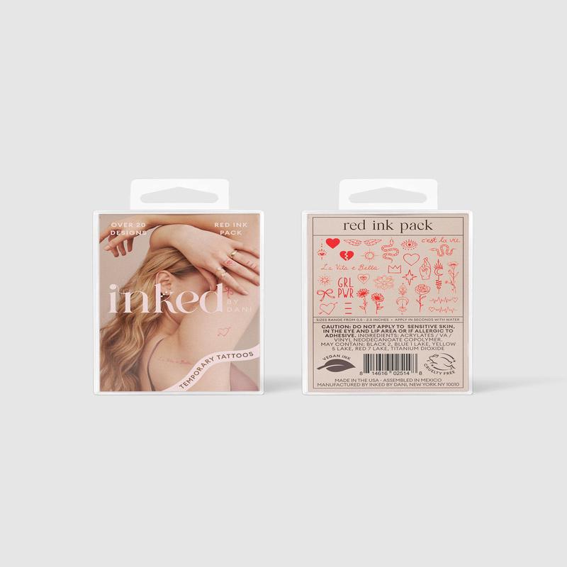 Red Ink Temporary Tattoo Pack