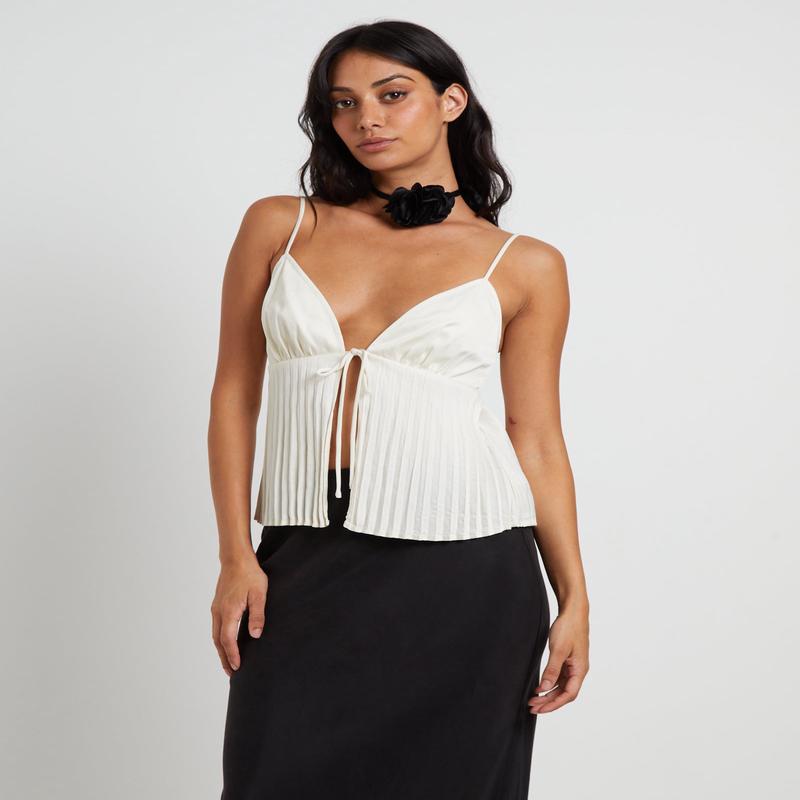 Rhea Pleated Top in Ivory