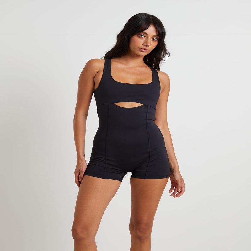 Cut Out Unitard in Black