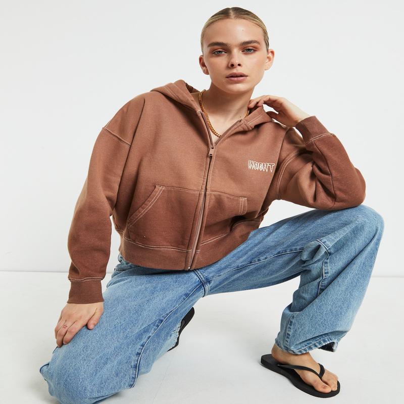 Baby Fleece Zip Hoodie in Brown