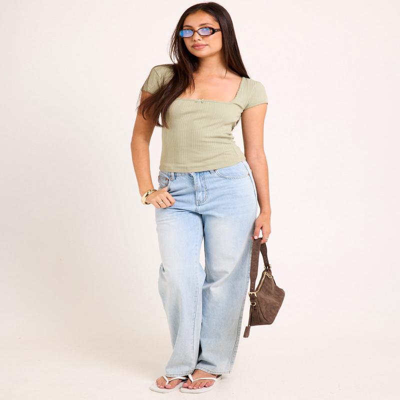 BDG Olivia Picot Square Neck Top