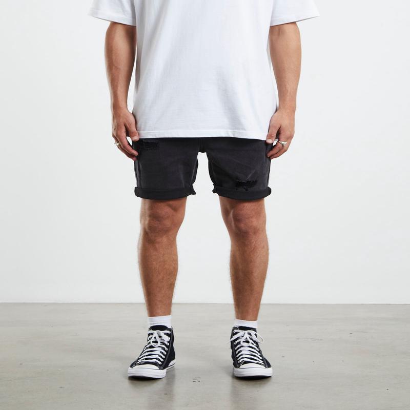 Revolver Denim Shorts New York Trashed Black