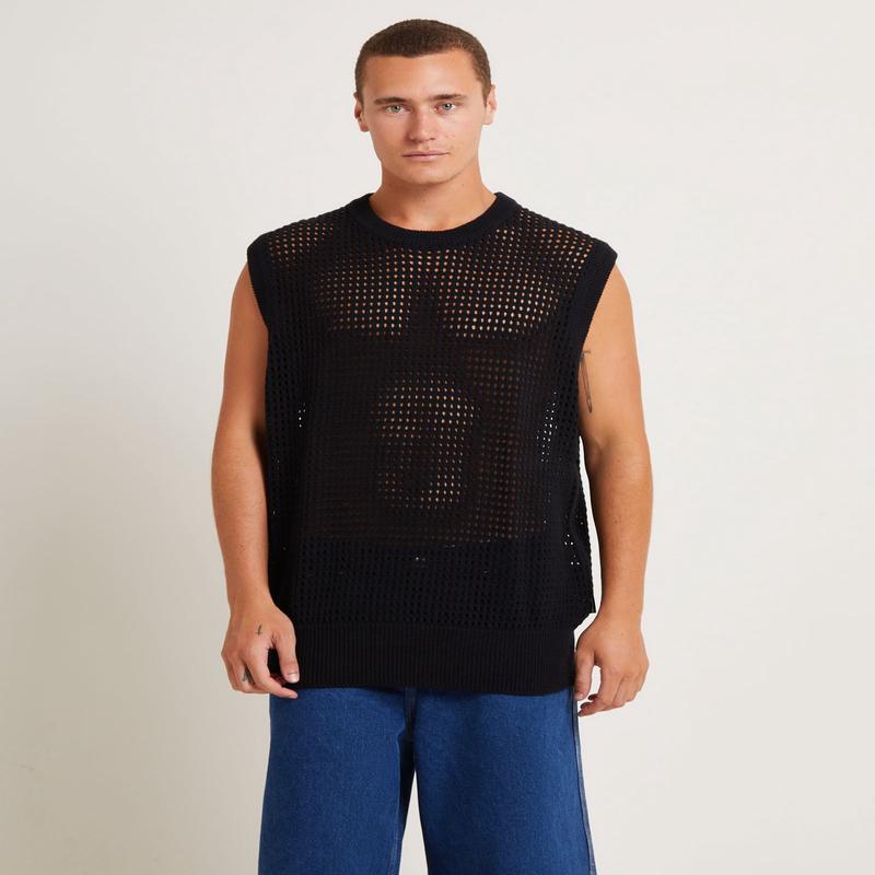 Lydo Net Knit Vest in Black