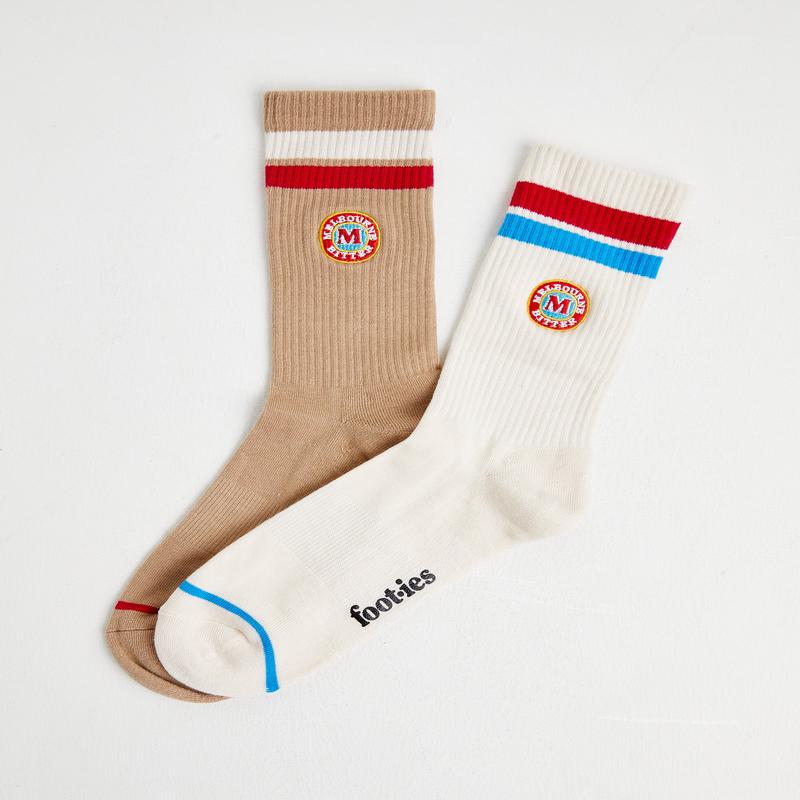 Melbourne Bitter Logo Stripe Sneaker Socks 2 Pack