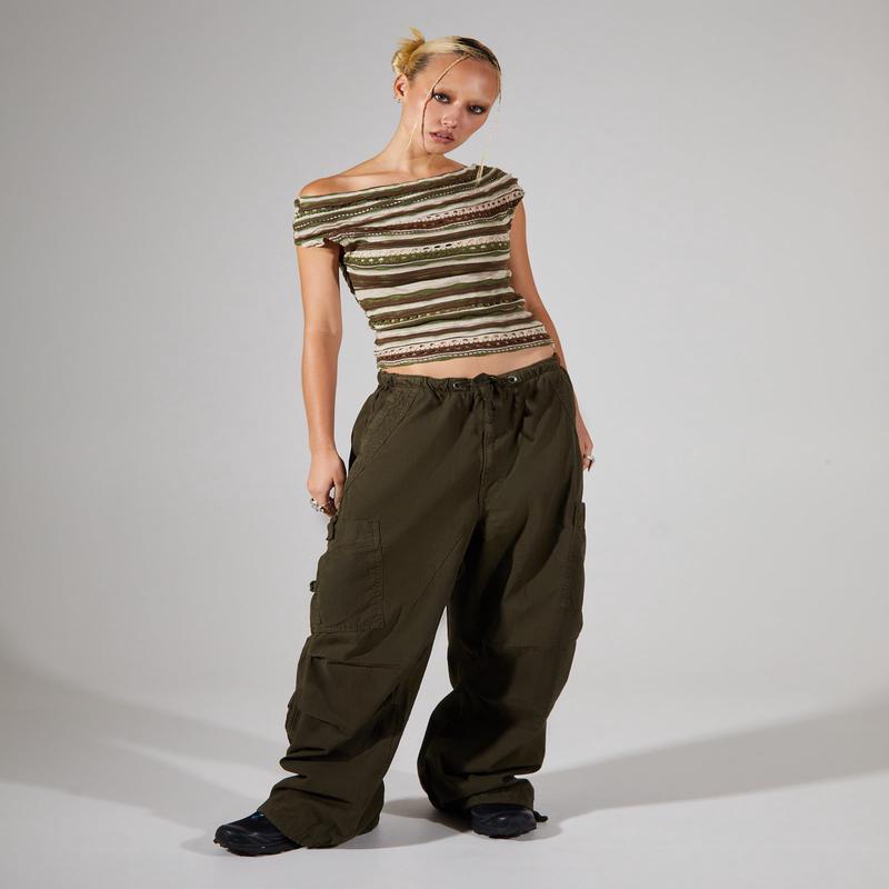 Parachute Cargo Pants Khaki