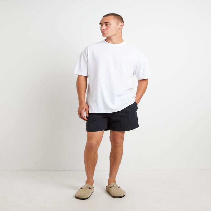 Seesucker Stripe Boardshorts in Black