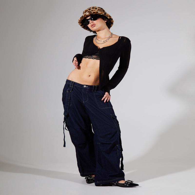 BDG Strappy Cargo Pants Rinse Denim